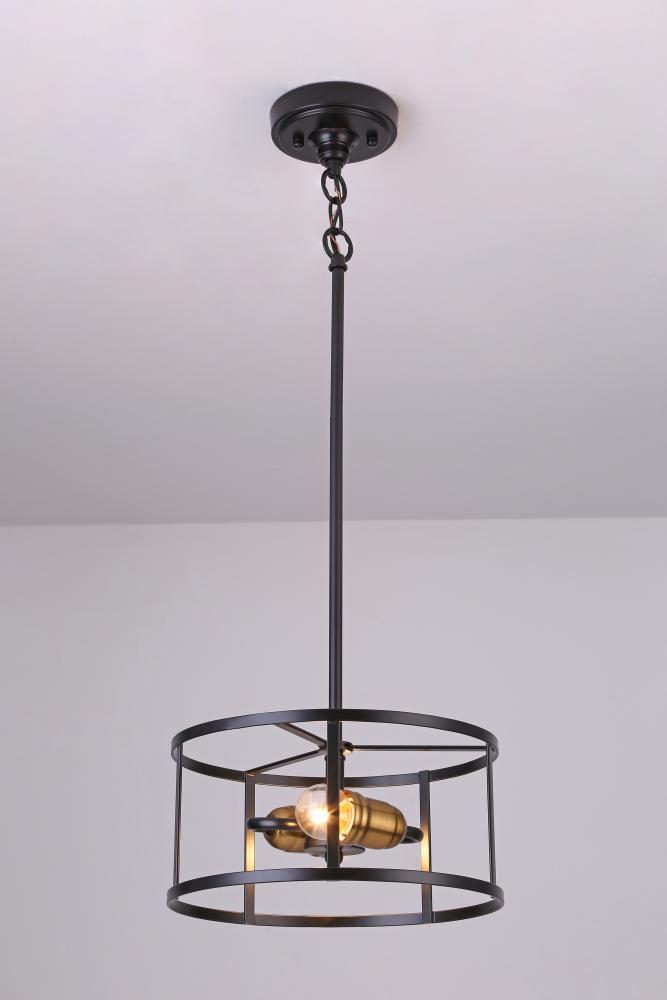 12" 2x60W E26 Pendant in black finish